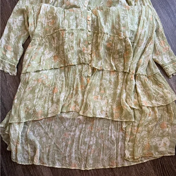 By Anthropologie Long Sleeve Sheer Hanky-Hem Midi Dress - Picture 11 of 13